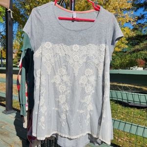 Dressy gray top with lace